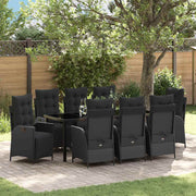Tuin eettafelset poly rattan 9-delig zwart