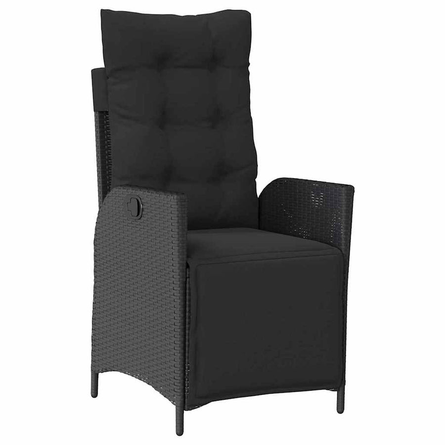 Tuin Eettafelset Met Kussen 9 Pcs Zwart Poly Rattan