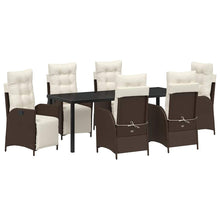 Tuin Eettafelset Met Kussen 7 Pcs Bruin Poly Rattan