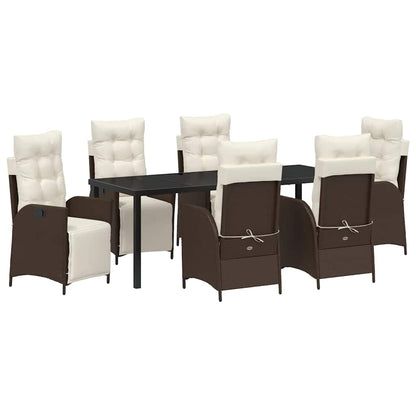 Tuin Eettafelset Met Kussen 7 Pcs Bruin Poly Rattan