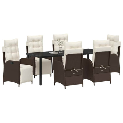 Tuin Eettafelset Met Kussen 7 Pcs Bruin Poly Rattan