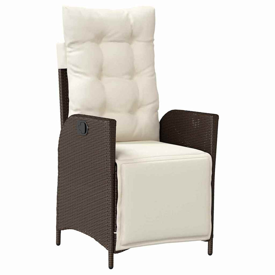 Tuin Eettafelset Met Kussen 9 Pcs Bruin Poly Rattan