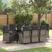 Tuin eettafelset poly rattan grijs 8 persoons