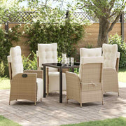 Garden Dining Set with Cushion 5 pcs Beige Poly Rattan