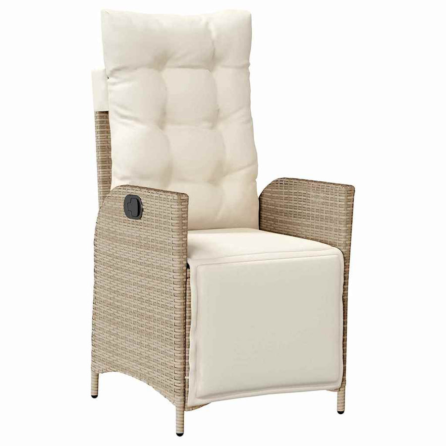 Tuin Eettafelset Met Kussen 9 Pcs Beige Poly Rattan