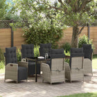 Garden dining set with cushion 7 pcs Light grey poly rattan