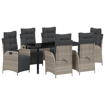 Tuin eettafelset met kussen 7 pcs Lichtgrijs poly rattan