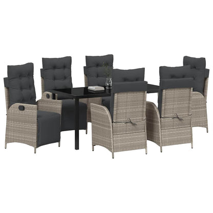 Tuin eettafelset met kussen 7 pcs Lichtgrijs poly rattan