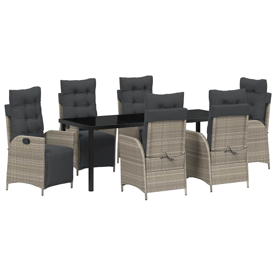 Tuin Eettafelset Met Kussen 7 Pcs Lichtgrijs Poly Rattan