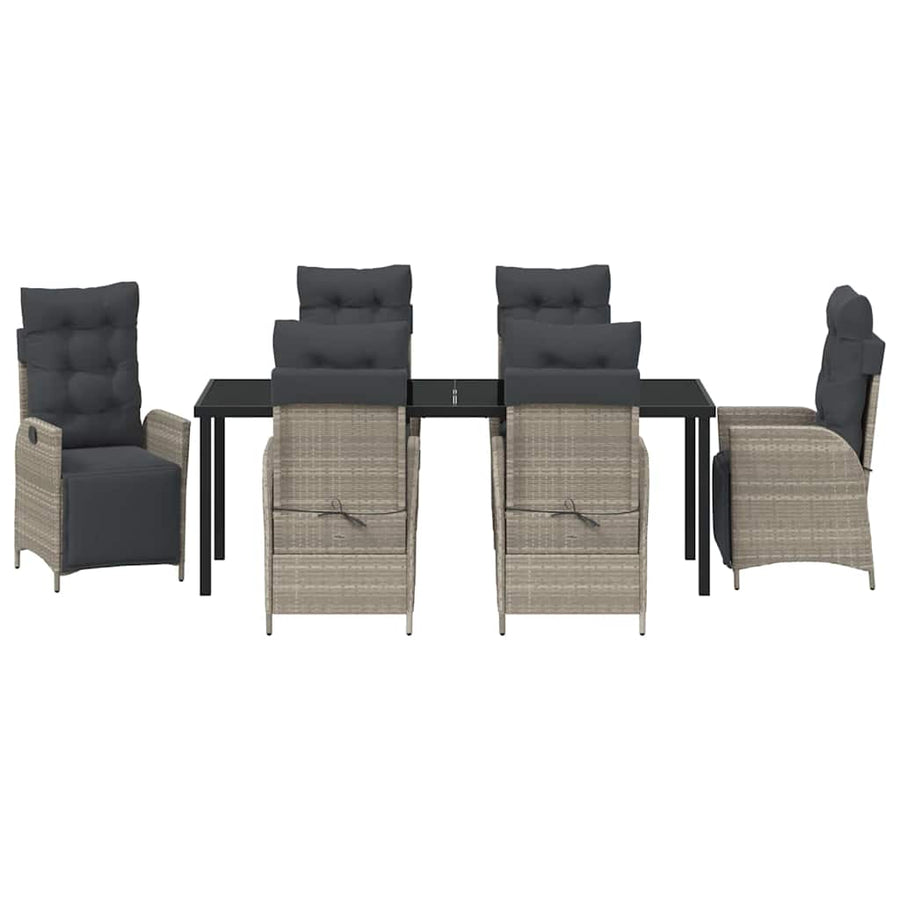 Tuin Eettafelset Met Kussen 7 Pcs Lichtgrijs Poly Rattan