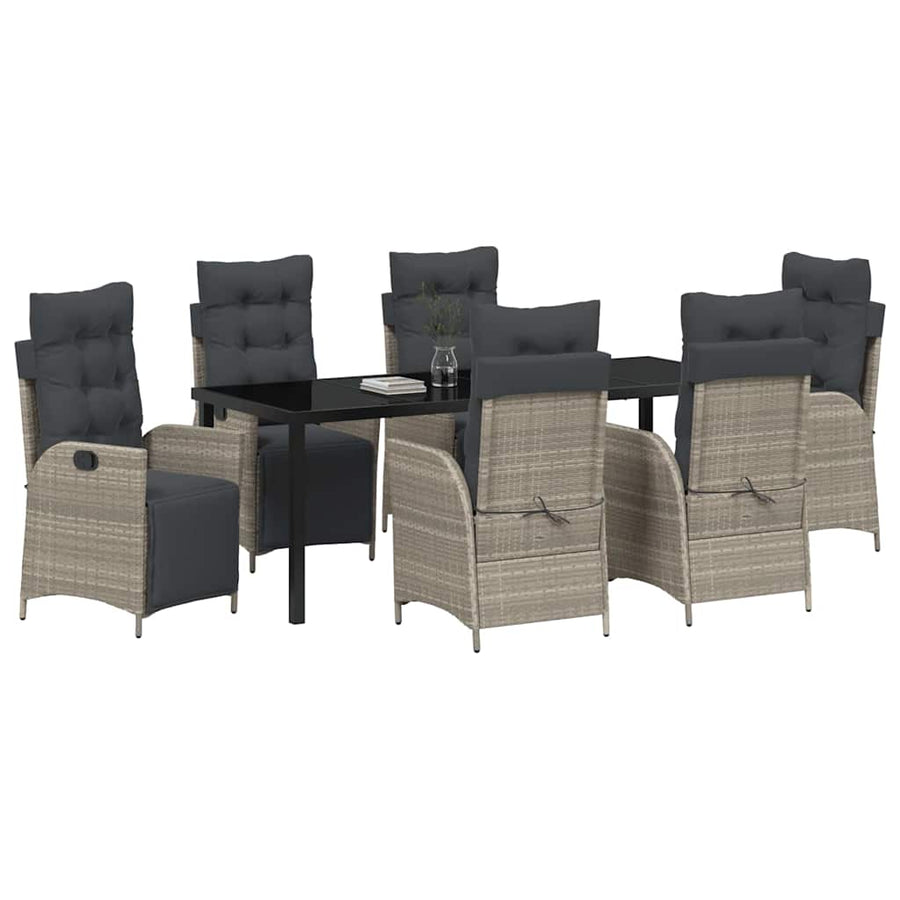 Tuin Eettafelset Met Kussen 7 Pcs Lichtgrijs Poly Rattan