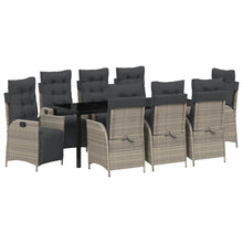 Tuin Eettafelset Met Kussen 9 Pcs Lichtgrijs Poly Rattan