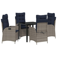 Tuin eettafelset met kussen 5 pcs Grijs en zwart Rattan