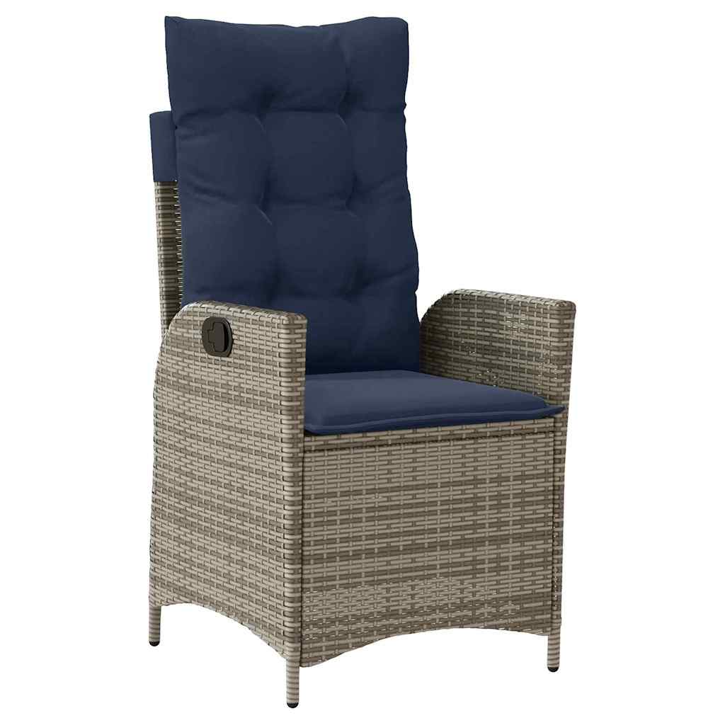 Tuin eettafelset met kussen 5 pcs Grijs en zwart Rattan