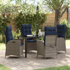 Garden dining set with cushion 5 pcs Grey and black Rattan