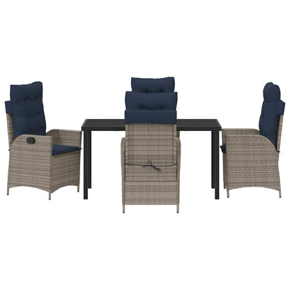 Tuin eettafelset met kussen 5 pcs Grijs en zwart Rattan