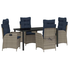 Tuin eettafelset met kussen 5 pcs Grijs en zwart Rattan