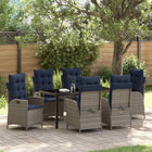 Garden dining set with cushion 7 pcs Grey and black Rattan