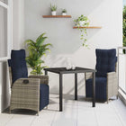 Garden dining set with cushion 3 pcs Grey and black Rattan