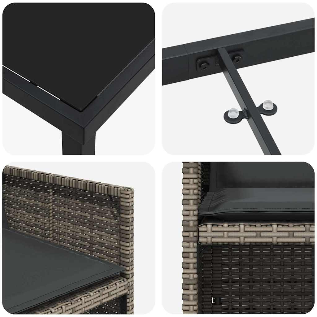 Tuin eettafelset 5 pcs Grijs poly rattan