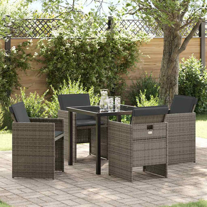 Tuin eettafelset 5 pcs Grijs poly rattan