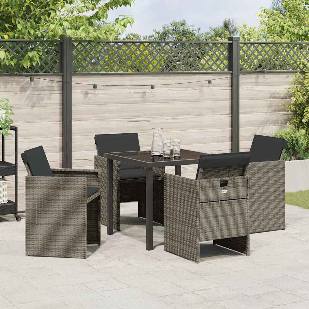 Tuin eettafelset 5 pcs Grijs poly rattan