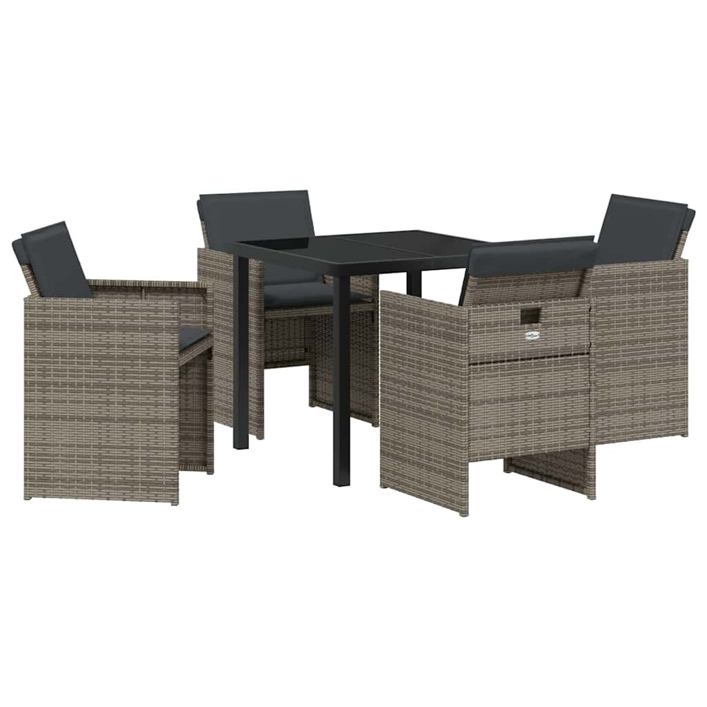 Tuin eettafelset 5 pcs Grijs poly rattan