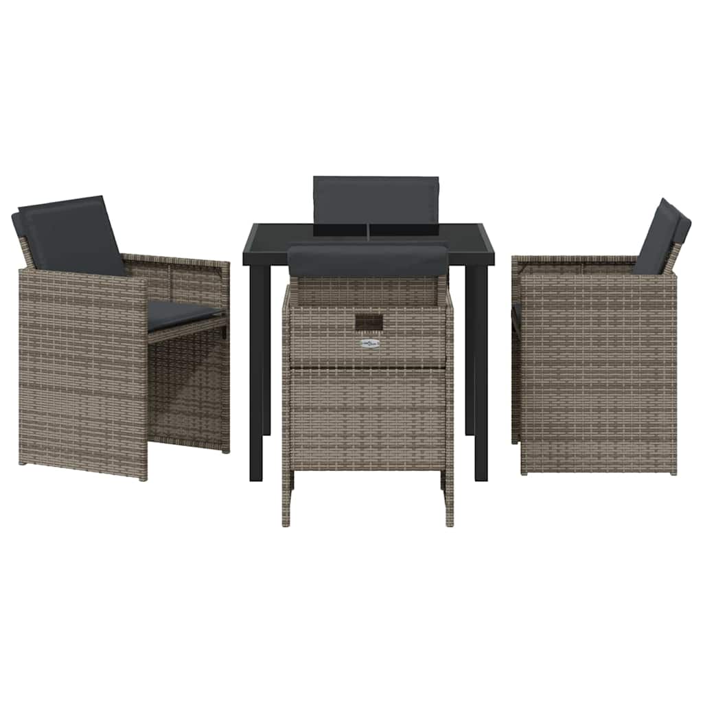 Tuin eettafelset 5 pcs Grijs poly rattan