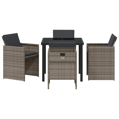 Tuin eettafelset 5 pcs Grijs poly rattan