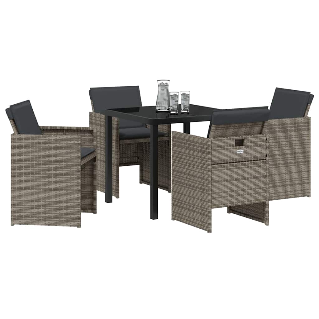 Tuin eettafelset 5 pcs Grijs poly rattan