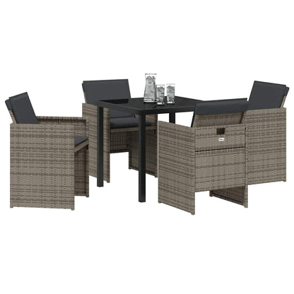 Tuin eettafelset 5 pcs Grijs poly rattan
