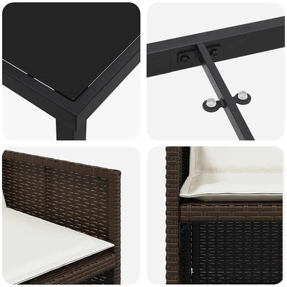 Tuin eettafelset 5 pcs Bruin poly rattan