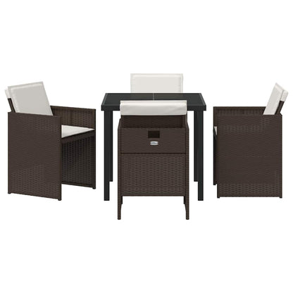 Tuin eettafelset 5 pcs Bruin poly rattan