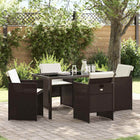 Tuin eettafelset poly rattan bruin 4 personen
