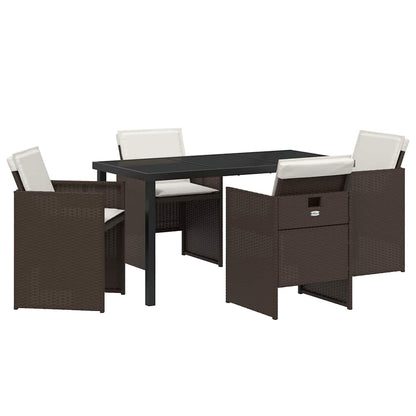 Tuin eettafelset 5 pcs Bruin poly rattan
