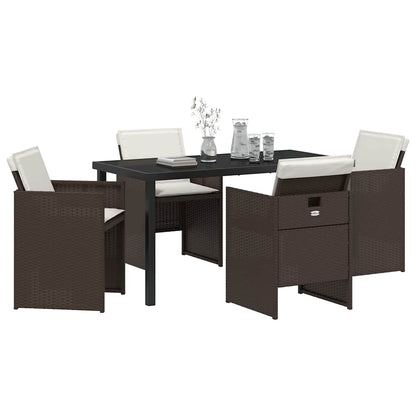 Tuin eettafelset 5 pcs Bruin poly rattan