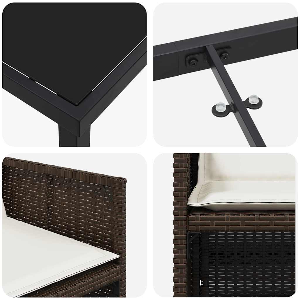Tuin eettafelset 5 pcs Bruin poly rattan