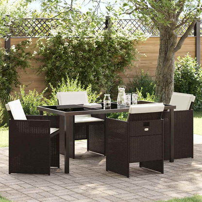 Tuin eettafelset 5 pcs Bruin poly rattan