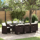 Tuin eettafelset 9-delig poly rattan bruin