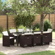 Tuin eettafelset 9-delig poly rattan bruin
