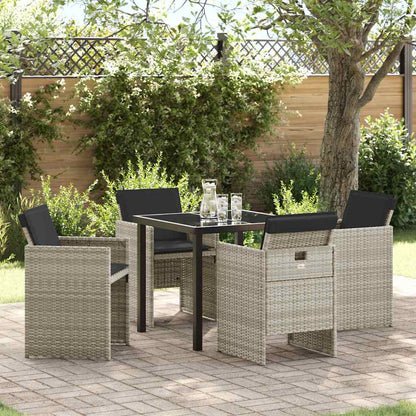 Tuin eettafelset 5 pcs Lichtgrijs poly rattan