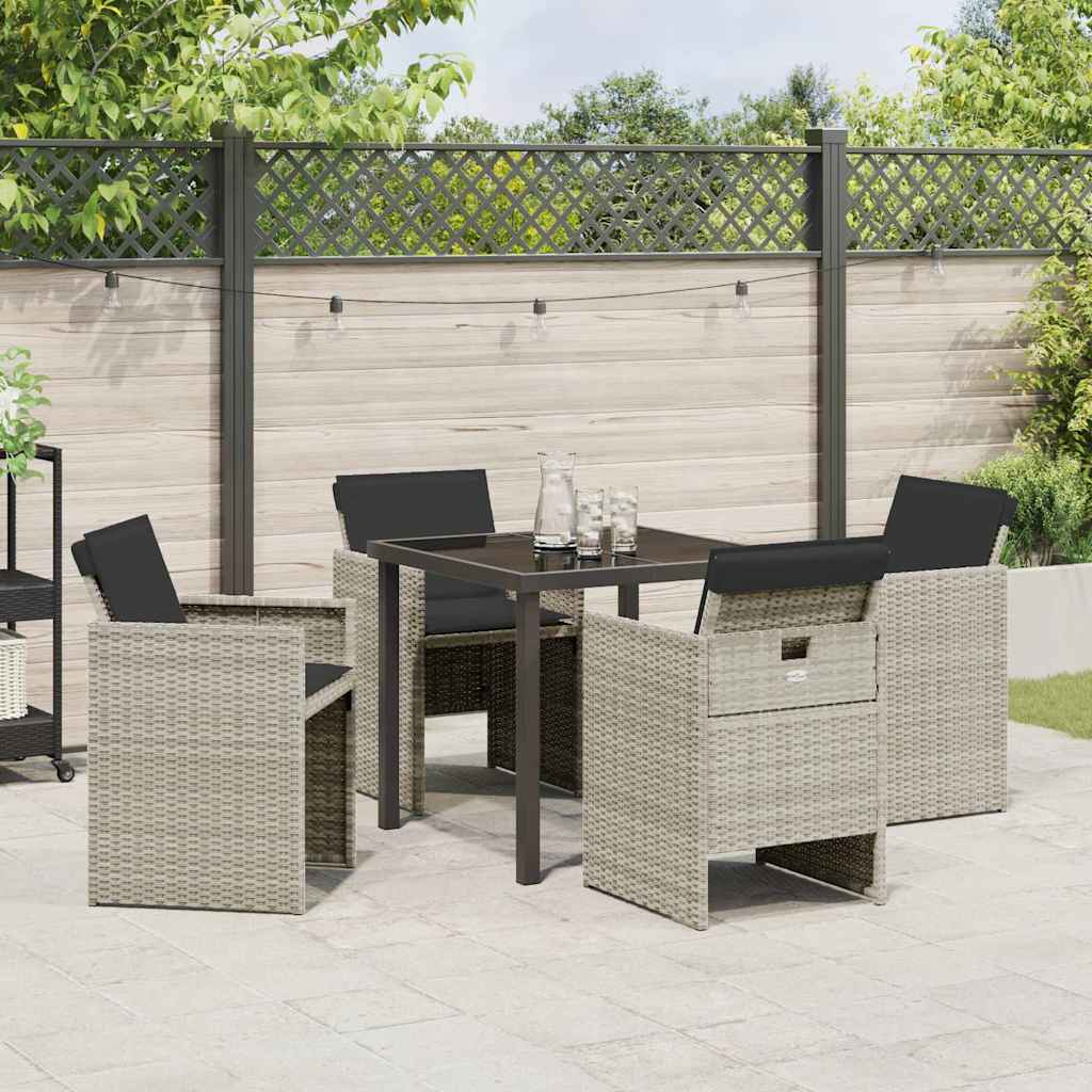 Tuin eettafelset 5 pcs Lichtgrijs poly rattan