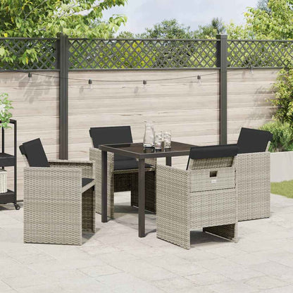 Tuin eettafelset 5 pcs Lichtgrijs poly rattan