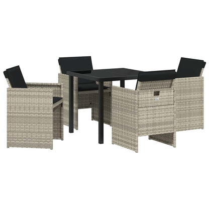 Tuin eettafelset 5 pcs Lichtgrijs poly rattan
