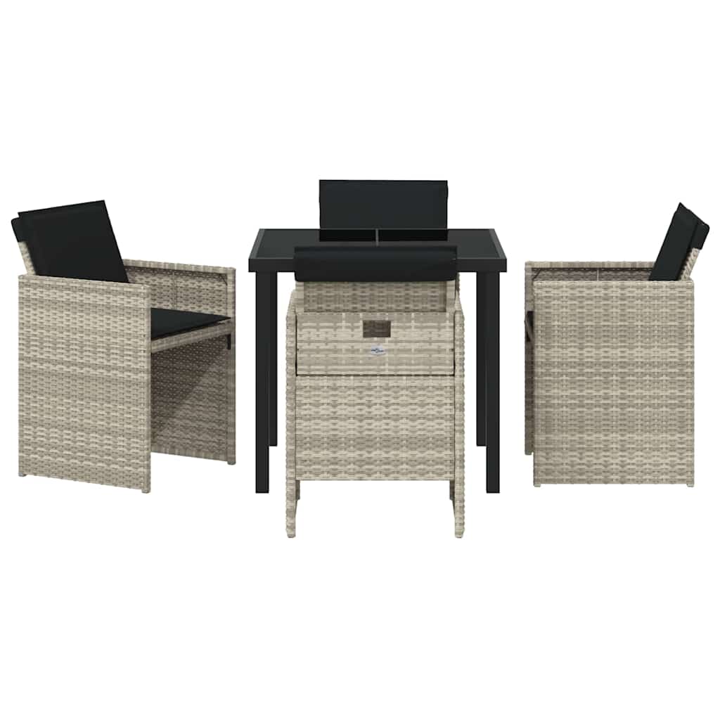 Tuin eettafelset 5 pcs Lichtgrijs poly rattan