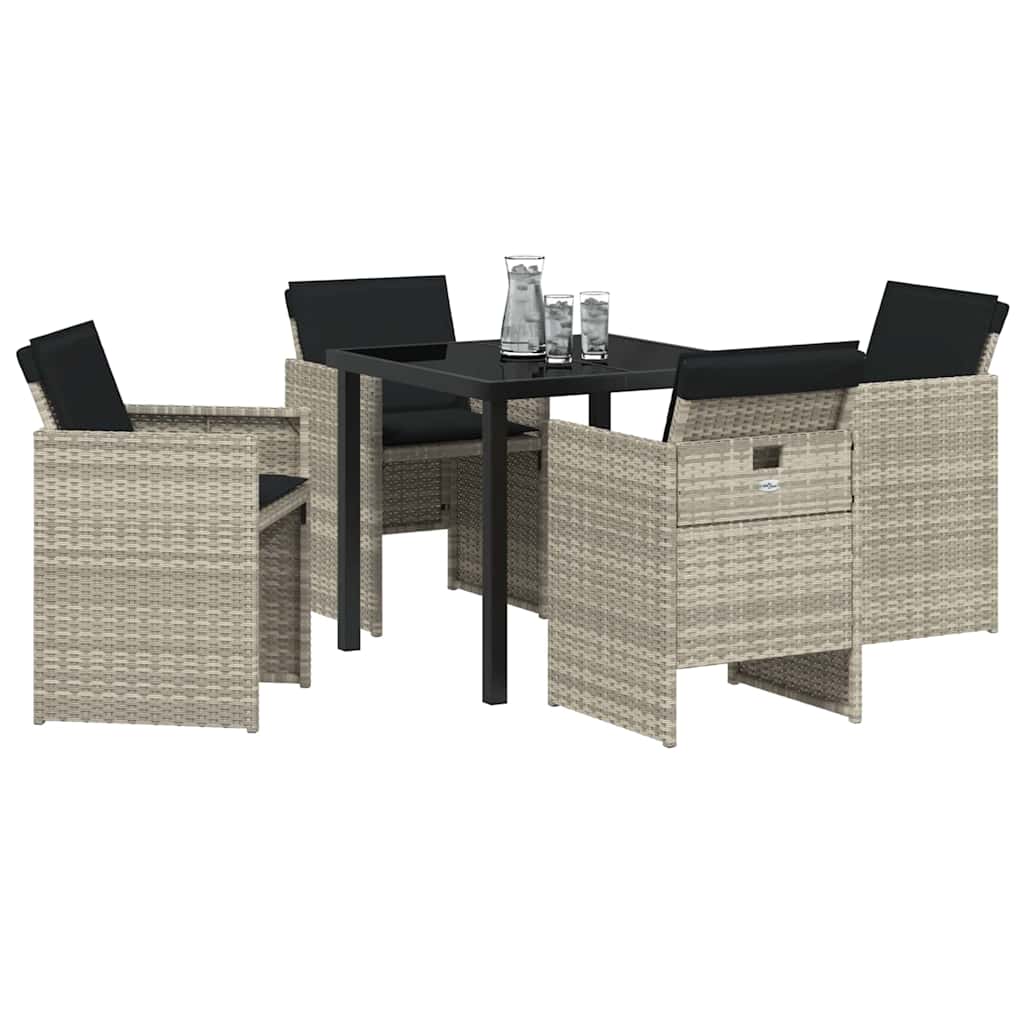 Tuin eettafelset 5 pcs Lichtgrijs poly rattan