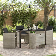 Tuin eettafelset poly rattan lichtgrijs 5-delig