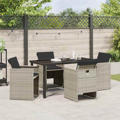 Tuin eettafelset 5 pcs Lichtgrijs poly rattan