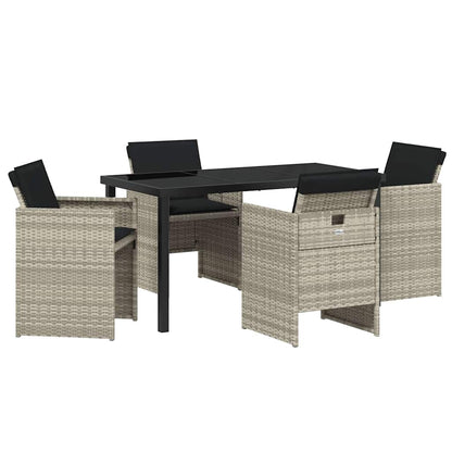 Tuin eettafelset 5 pcs Lichtgrijs poly rattan