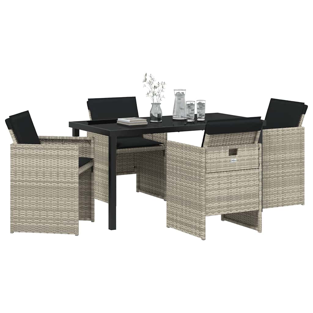 Tuin eettafelset 5 pcs Lichtgrijs poly rattan